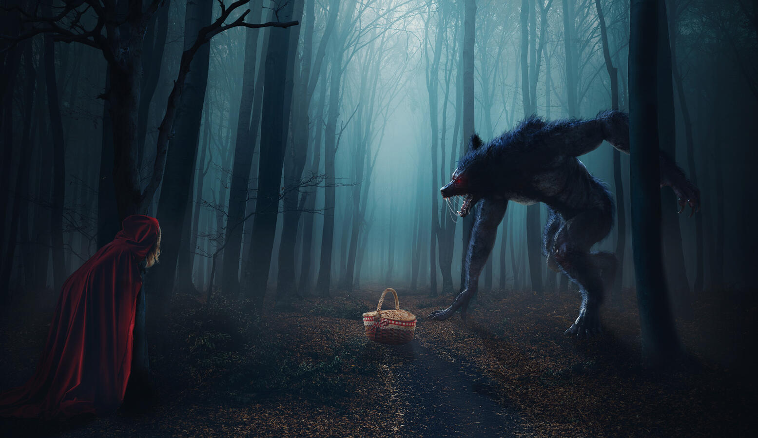 This was an assigment for one of my classes, we needed to choose a scene of the story of red riding hood and make it visual and put out own spin on it.